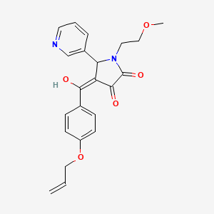 molecular formula C22H22N2O5 B12143606 (4E)-4-{hydroxy[4-(prop-2-en-1-yloxy)phenyl]methylidene}-1-(2-methoxyethyl)-5-(pyridin-3-yl)pyrrolidine-2,3-dione 