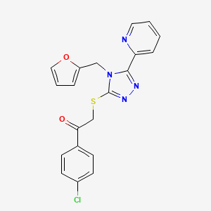 1-(4-Chlorophenyl)-2-[[4-(furan-2-ylmethyl)-5-pyridin-2-yl-1,2,4-triazol-3-yl]sulfanyl]ethanone