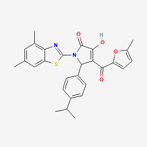 (4E)-1-(4,6-dimethyl-1,3-benzothiazol-2-yl)-4-[hydroxy(5-methylfuran-2-yl)methylidene]-5-[4-(propan-2-yl)phenyl]pyrrolidine-2,3-dione