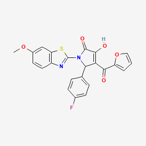 molecular formula C23H15FN2O5S B12143638 5-(4-Fluorophenyl)-4-(2-furylcarbonyl)-3-hydroxy-1-(6-methoxybenzothiazol-2-yl)-3-pyrrolin-2-one 