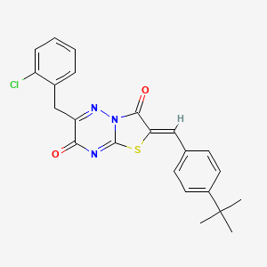 molecular formula C23H20ClN3O2S B12143666 (2Z)-2-(4-tert-butylbenzylidene)-6-(2-chlorobenzyl)-7H-[1,3]thiazolo[3,2-b][1,2,4]triazine-3,7(2H)-dione 