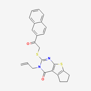 10-{[2-(Naphthalen-2-yl)-2-oxoethyl]sulfanyl}-11-(prop-2-en-1-yl)-7-thia-9,11-diazatricyclo[6.4.0.0^{2,6}]dodeca-1(8),2(6),9-trien-12-one