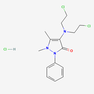 molecular formula C15H20Cl3N3O B1214375 4-(Bis(2-chloroethyl)amino)-2,3-dimethyl-1-phenyl-3-pyrazolin-5-one hydrochloride CAS No. 56915-10-7