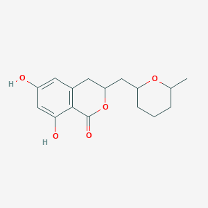 molecular formula C16H20O5 B1214383 Isocoumarin, 3,4-dihydro-6,8-dihydroxy-3-(6-methyl-tetrahydro-2H-pyran-2-yl)- 