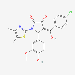 molecular formula C23H19ClN2O5S B12143862 (4E)-4-[(4-chlorophenyl)(hydroxy)methylidene]-1-(4,5-dimethyl-1,3-thiazol-2-yl)-5-(4-hydroxy-3-methoxyphenyl)pyrrolidine-2,3-dione 