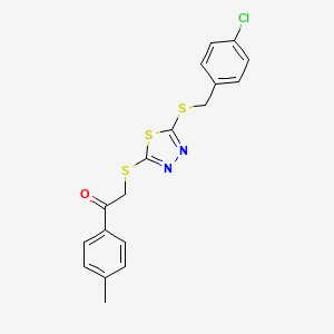 2-[(5-{[(4-Chlorophenyl)methyl]sulfanyl}-1,3,4-thiadiazol-2-yl)sulfanyl]-1-(4-methylphenyl)ethan-1-one