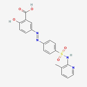 molecular formula C19H16N4O5S B1214387 2-Hydroxy-5-((4-(((3-methyl-2-pyridinyl)amino)sulfonyl)phenyl)azo)benzoic acid CAS No. 42753-53-7