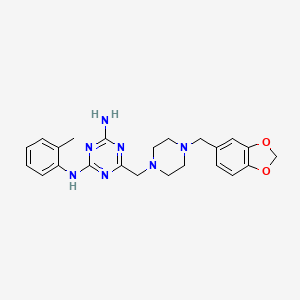 6-{[4-(1,3-benzodioxol-5-ylmethyl)piperazin-1-yl]methyl}-N-(2-methylphenyl)-1,3,5-triazine-2,4-diamine