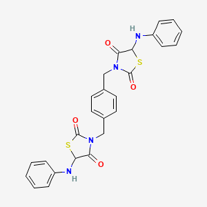 molecular formula C26H22N4O4S2 B12144014 3,3'-(Benzene-1,4-diyldimethanediyl)bis[5-(phenylamino)-1,3-thiazolidine-2,4-dione] 