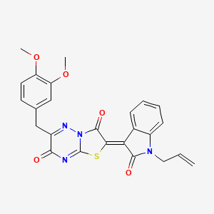 molecular formula C25H20N4O5S B12144041 (2Z)-6-(3,4-dimethoxybenzyl)-2-[2-oxo-1-(prop-2-en-1-yl)-1,2-dihydro-3H-indol-3-ylidene]-7H-[1,3]thiazolo[3,2-b][1,2,4]triazine-3,7(2H)-dione 