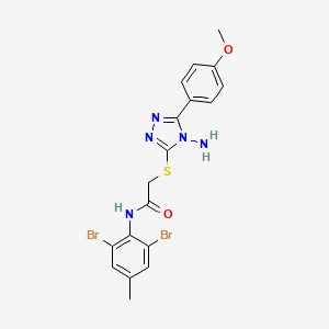 molecular formula C18H17Br2N5O2S B12144042 2-{[4-amino-5-(4-methoxyphenyl)-4H-1,2,4-triazol-3-yl]sulfanyl}-N-(2,6-dibromo-4-methylphenyl)acetamide 