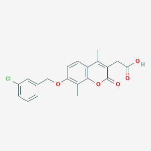 molecular formula C20H17ClO5 B12144053 {7-[(3-chlorobenzyl)oxy]-4,8-dimethyl-2-oxo-2H-chromen-3-yl}acetic acid 