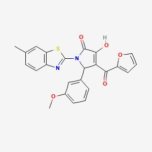 molecular formula C24H18N2O5S B12144075 4-(2-Furylcarbonyl)-3-hydroxy-5-(3-methoxyphenyl)-1-(6-methylbenzothiazol-2-yl)-3-pyrrolin-2-one 