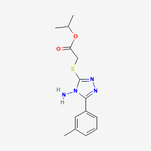 molecular formula C14H18N4O2S B12144102 Methylethyl 2-[4-amino-5-(3-methylphenyl)-1,2,4-triazol-3-ylthio]acetate 