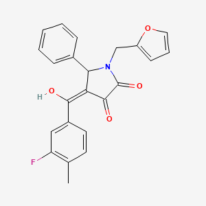 molecular formula C23H18FNO4 B12144154 4-(3-Fluoro-4-methylbenzoyl)-1-(furan-2-ylmethyl)-3-hydroxy-5-phenyl-1H-pyrrol-2(5H)-one CAS No. 618074-05-8