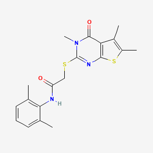 N-(2,6-dimethylphenyl)-2-(3,5,6-trimethyl-4-oxo(3-hydrothiopheno[2,3-d]pyrimid in-2-ylthio))acetamide