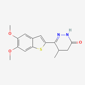 molecular formula C15H16N2O3S B1214420 6-(5,6-Dimethoxybenzo(b)thien-2-yl)-4,5-dihydro-5-methyl-3(2H)-pyridazinone CAS No. 129425-83-8