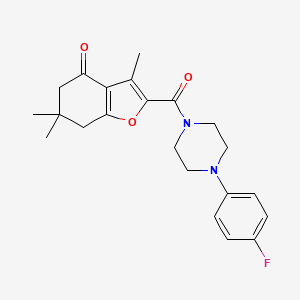 molecular formula C22H25FN2O3 B12144212 2-{[4-(4-fluorophenyl)piperazin-1-yl]carbonyl}-3,6,6-trimethyl-6,7-dihydro-1-benzofuran-4(5H)-one 