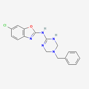 molecular formula C17H16ClN5O B12144249 5-benzyl-N-[(2Z)-6-chloro-1,3-benzoxazol-2(3H)-ylidene]-1,4,5,6-tetrahydro-1,3,5-triazin-2-amine 