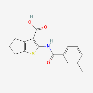 molecular formula C16H15NO3S B1214431 2-[[(3-methylphenyl)-oxomethyl]amino]-5,6-dihydro-4H-cyclopenta[b]thiophene-3-carboxylic acid 
