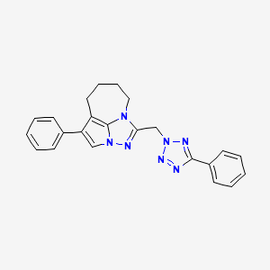 molecular formula C23H21N7 B12144316 2,2a,8a-Triazacyclopent[cd]azulene, 5,6,7,8-tetrahydro-4-phenyl-1-[(5-phenyl-2H-tetrazol-2-yl)methyl]- CAS No. 383371-97-9