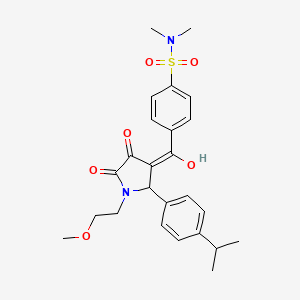 molecular formula C25H30N2O6S B12144339 4-[(E)-hydroxy{1-(2-methoxyethyl)-4,5-dioxo-2-[4-(propan-2-yl)phenyl]pyrrolidin-3-ylidene}methyl]-N,N-dimethylbenzenesulfonamide 