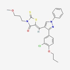 molecular formula C26H26ClN3O3S2 B12144340 (5Z)-5-{[3-(3-chloro-4-propoxyphenyl)-1-phenyl-1H-pyrazol-4-yl]methylidene}-3-(3-methoxypropyl)-2-thioxo-1,3-thiazolidin-4-one 