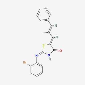 molecular formula C19H15BrN2OS B12144351 (5Z)-2-[(2-bromophenyl)amino]-5-[(2E)-2-methyl-3-phenylprop-2-en-1-ylidene]-1,3-thiazol-4(5H)-one 