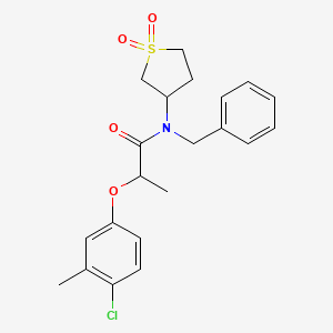 molecular formula C21H24ClNO4S B12144364 N-benzyl-2-(4-chloro-3-methylphenoxy)-N-(1,1-dioxidotetrahydrothiophen-3-yl)propanamide 