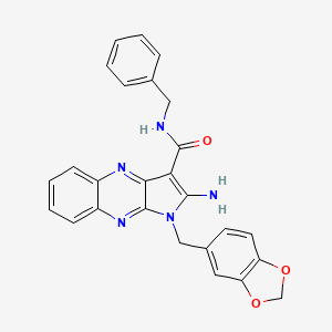 molecular formula C26H21N5O3 B12144366 2-amino-1-(1,3-benzodioxol-5-ylmethyl)-N-benzyl-1H-pyrrolo[2,3-b]quinoxaline-3-carboxamide 