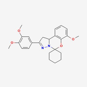 molecular formula C24H28N2O4 B12144446 2'-(3,4-Dimethoxyphenyl)-7'-methoxy-1',10b'-dihydrospiro[cyclohexane-1,5'-pyrazolo[1,5-c][1,3]benzoxazine] 