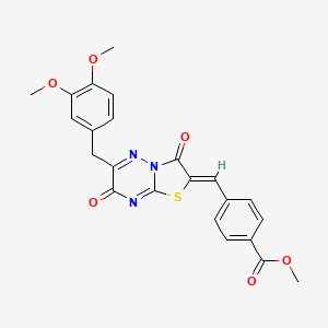 molecular formula C23H19N3O6S B12144458 methyl 4-{(Z)-[6-(3,4-dimethoxybenzyl)-3,7-dioxo-7H-[1,3]thiazolo[3,2-b][1,2,4]triazin-2(3H)-ylidene]methyl}benzoate 