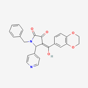 (4E)-1-benzyl-4-[2,3-dihydro-1,4-benzodioxin-6-yl(hydroxy)methylidene]-5-(pyridin-4-yl)pyrrolidine-2,3-dione