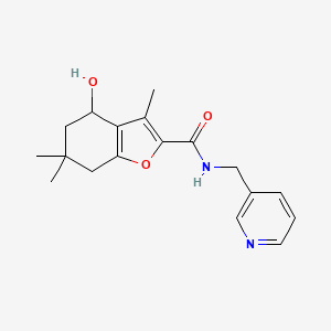 molecular formula C18H22N2O3 B12144585 4-hydroxy-3,6,6-trimethyl-N-(pyridin-3-ylmethyl)-4,5,6,7-tetrahydro-1-benzofuran-2-carboxamide 