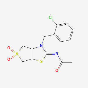 molecular formula C14H15ClN2O3S2 B12144593 N-[(2Z)-3-(2-chlorobenzyl)-5,5-dioxidotetrahydrothieno[3,4-d][1,3]thiazol-2(3H)-ylidene]acetamide 