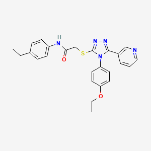 molecular formula C25H25N5O2S B12144619 2-{[4-(4-ethoxyphenyl)-5-(pyridin-3-yl)-4H-1,2,4-triazol-3-yl]sulfanyl}-N-(4-ethylphenyl)acetamide 