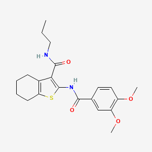 molecular formula C21H26N2O4S B12144628 2-(3,4-dimethoxybenzamido)-N-propyl-4,5,6,7-tetrahydro-1-benzothiophene-3-carboxamide 