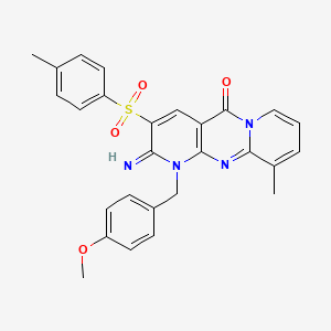 2-Imino-1-[(4-methoxyphenyl)methyl]-10-methyl-3-[(4-methylphenyl)sulfonyl]-1,6-dihydropyridino[2,3-d]pyridino[1,2-a]pyrimidin-5-one