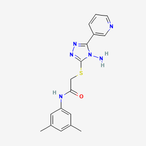 molecular formula C17H18N6OS B12144733 2-{[4-amino-5-(pyridin-3-yl)-4H-1,2,4-triazol-3-yl]sulfanyl}-N-(3,5-dimethylphenyl)acetamide 