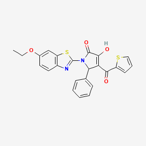 (4E)-1-(6-ethoxy-1,3-benzothiazol-2-yl)-4-[hydroxy(thiophen-2-yl)methylidene]-5-phenylpyrrolidine-2,3-dione