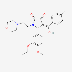 molecular formula C28H34N2O6 B12144747 5-(3,4-diethoxyphenyl)-3-hydroxy-4-(4-methylbenzoyl)-1-[2-(4-morpholinyl)ethyl]-1,5-dihydro-2H-pyrrol-2-one 