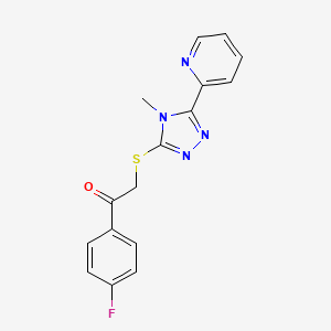 molecular formula C16H13FN4OS B12144763 1-(4-fluorophenyl)-2-{[4-methyl-5-(pyridin-2-yl)-4H-1,2,4-triazol-3-yl]sulfanyl}ethanone CAS No. 677024-40-7