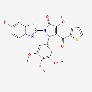 (4E)-1-(6-fluoro-1,3-benzothiazol-2-yl)-4-[hydroxy(thiophen-2-yl)methylidene]-5-(3,4,5-trimethoxyphenyl)pyrrolidine-2,3-dione