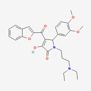 molecular formula C28H32N2O6 B12144875 4-(Benzo[d]furan-2-ylcarbonyl)-1-[3-(diethylamino)propyl]-5-(3,4-dimethoxyphen yl)-3-hydroxy-3-pyrrolin-2-one 