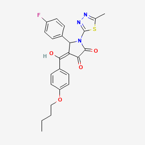 molecular formula C24H22FN3O4S B12144897 4-(4-Butoxybenzoyl)-5-(4-fluorophenyl)-3-hydroxy-1-(5-methyl-1,3,4-thiadiazol-2-yl)-1H-pyrrol-2(5H)-one CAS No. 617695-21-3