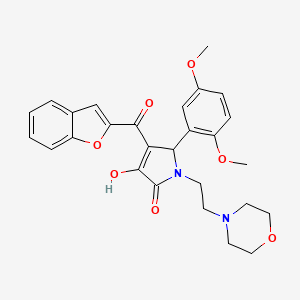 molecular formula C27H28N2O7 B12144902 4-(Benzo[d]furan-2-ylcarbonyl)-5-(2,5-dimethoxyphenyl)-3-hydroxy-1-(2-morpholi n-4-ylethyl)-3-pyrrolin-2-one 