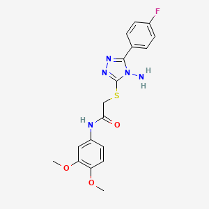 molecular formula C18H18FN5O3S B12144914 2-{[4-amino-5-(4-fluorophenyl)-4H-1,2,4-triazol-3-yl]sulfanyl}-N-(3,4-dimethoxyphenyl)acetamide 