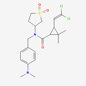 molecular formula C21H28Cl2N2O3S B12144924 3-(2,2-dichloroethenyl)-N-[4-(dimethylamino)benzyl]-N-(1,1-dioxidotetrahydrothiophen-3-yl)-2,2-dimethylcyclopropanecarboxamide 