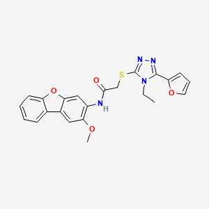 2-[[4-ethyl-5-(furan-2-yl)-1,2,4-triazol-3-yl]sulfanyl]-N-(2-methoxydibenzofuran-3-yl)acetamide