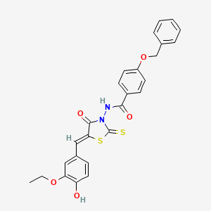 molecular formula C26H22N2O5S2 B12144995 4-(benzyloxy)-N-[(5Z)-5-(3-ethoxy-4-hydroxybenzylidene)-4-oxo-2-thioxo-1,3-thiazolidin-3-yl]benzamide 